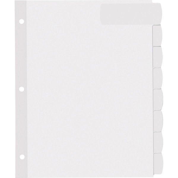 The Workstation Easy Peel Tab Divider 8 Tab & Large, White, 20PK TH18738